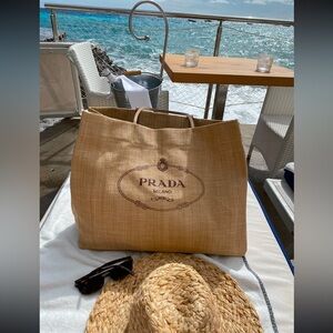 Authentic Exclusive Prada Raffia Tote